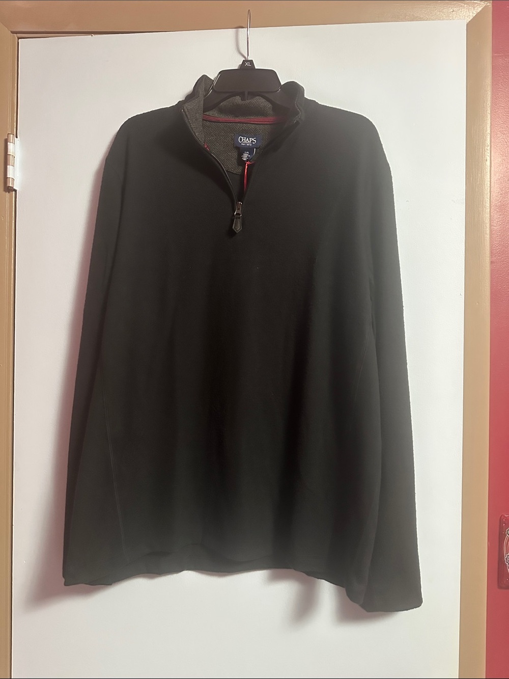 Chaps Men's Black Quarter-Zip Fleece Sweater